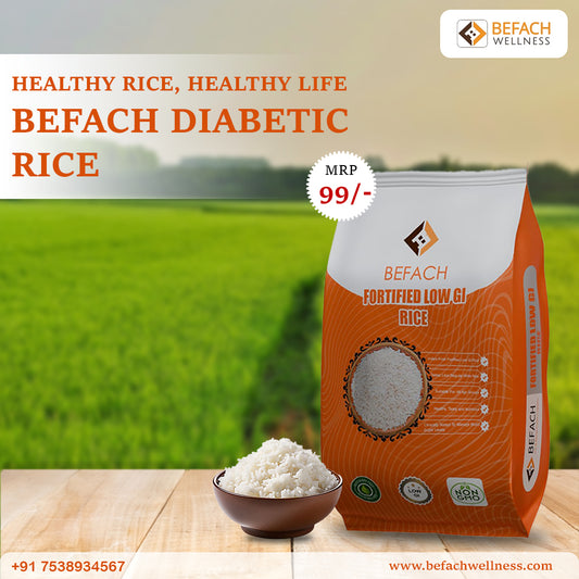 Befach Low GI Fortified  Rice (1 Kg)| Certified By National Institute Of Nutrition | Low Sugar | Low Gi | Free Of Pesticides, Non Gmo, Perfect For Diet & Diabetic People